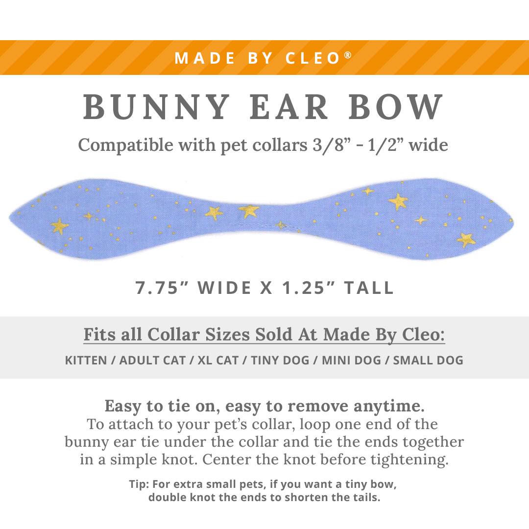 Cat Collar & Bunny Ear Bow Set - "Dusk" - Rifle Paper Co® Periwinkle Cat Collar w/ Matching Bunny Bow Tie / Cat, Kitten + Small Dog Sizes