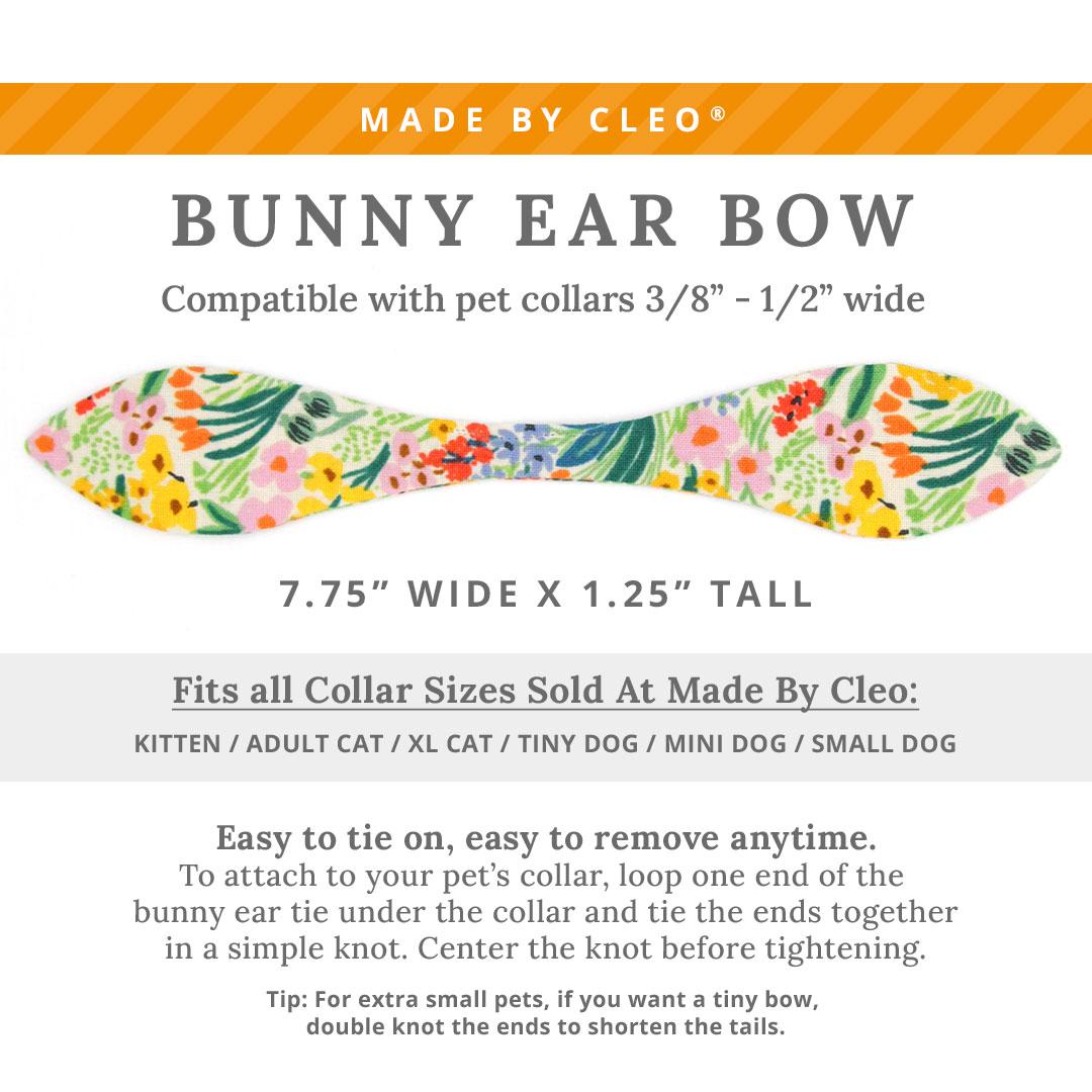 Cat Collar & Bunny Ear Bow Set - "Fantasia - Day" - Rifle Paper Co® Yellow Floral Cat Collar w/ Matching Bunny Bow Tie / Cat, Kitten + Small Dog Sizes