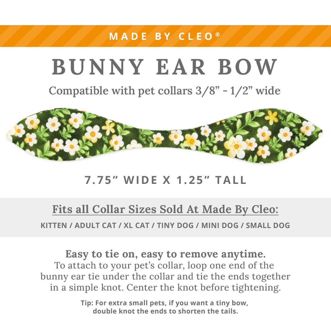 Cat Collar & Bunny Ear Bow Set - "Hazel" - Floral Green Cat Collar w/ Matching Bunny Bow Tie / Spring + Summer / Cat, Kitten + Small Dog Sizes