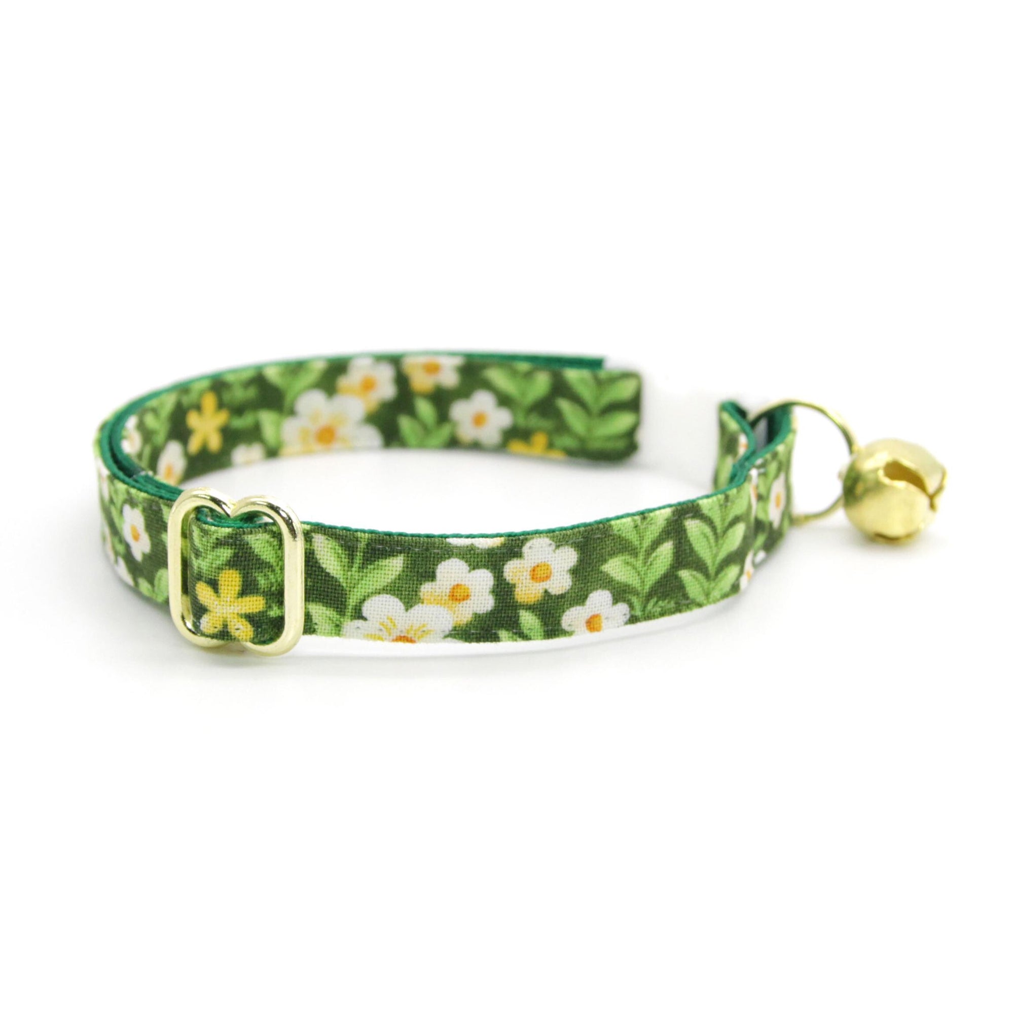 Cat Collar & Bunny Ear Bow Set - "Hazel" - Floral Green Cat Collar w/ Matching Bunny Bow Tie / Spring + Summer / Cat, Kitten + Small Dog Sizes