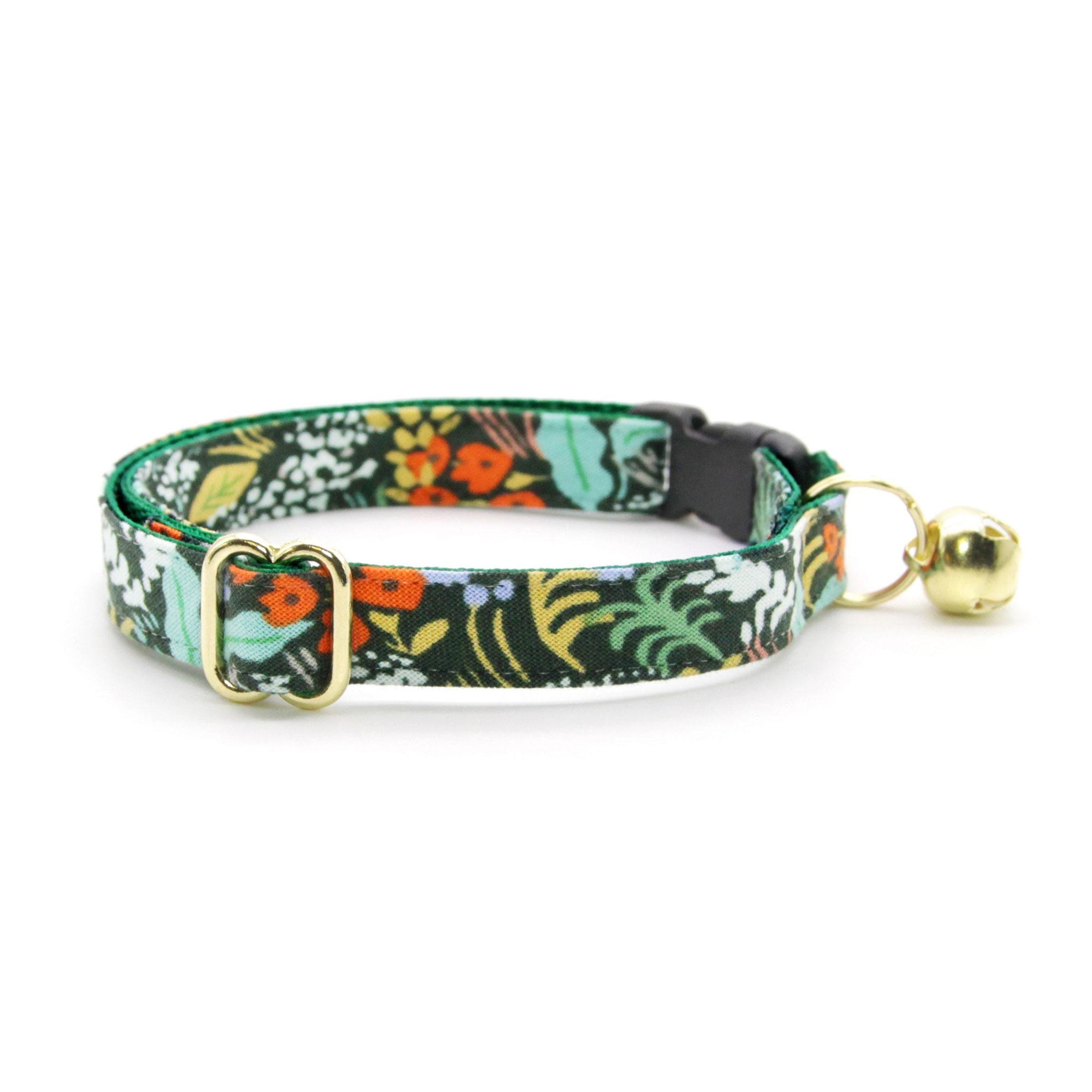 Cat Collar & Bunny Ear Bow Set - "Meadow" - Rifle Paper Co® Green Garden Floral Cat Collar w/ Matching Bunny Bow Tie / Cat, Kitten + Small Dog Sizes