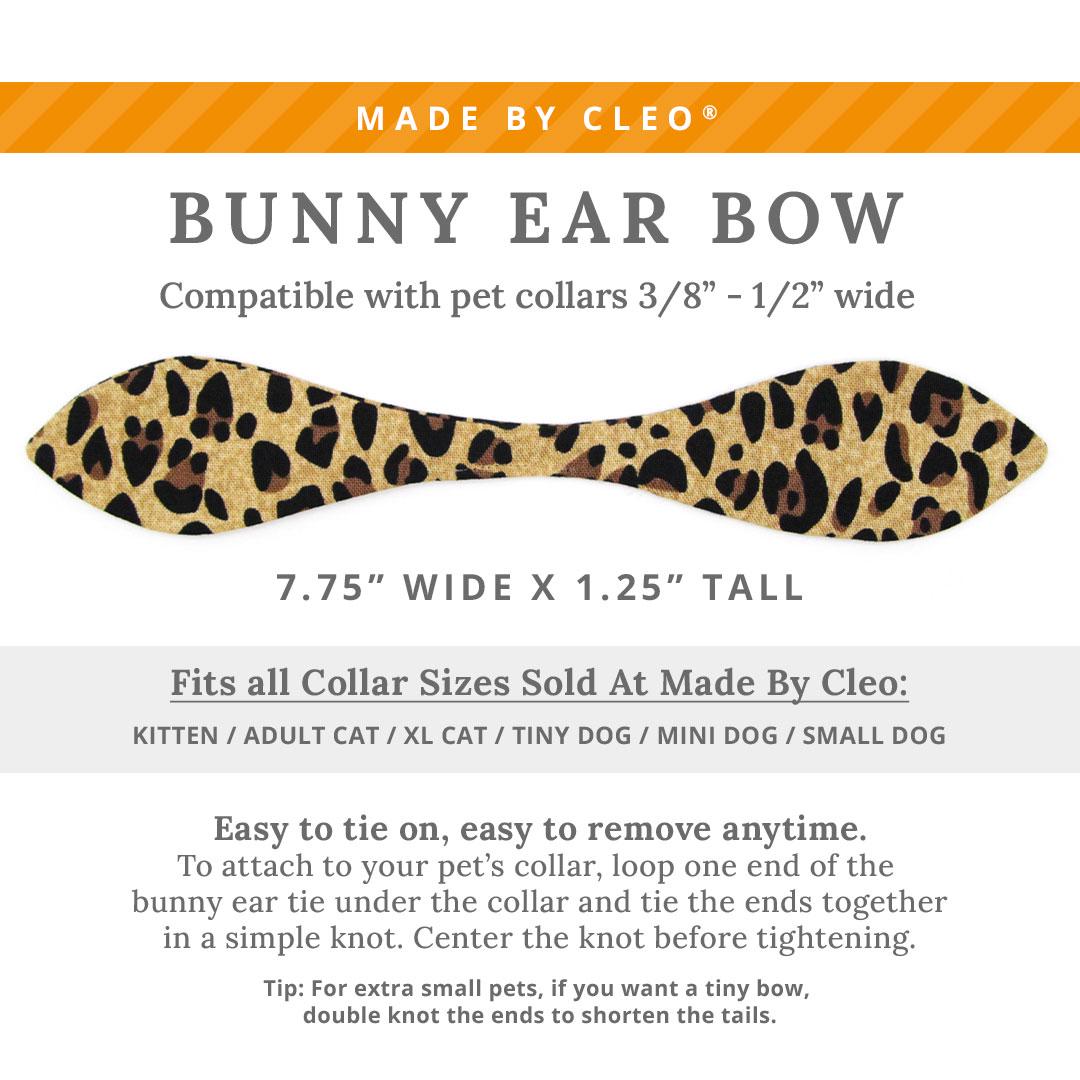 Cat Collar & Bunny Ear Bow Set - "Safari" - Tan Leopard Animal Print Cat Collar w/ Matching Bunny Bow Tie / Cat, Kitten + Small Dog Sizes