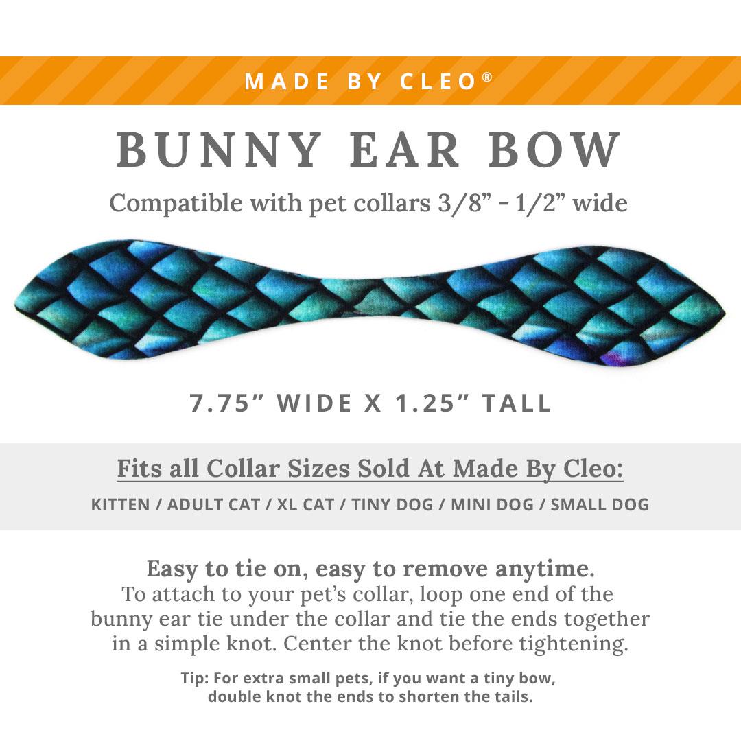 Cat Collar & Bunny Ear Bow Set - "Dragon Scales - Blue" - Fantasy Dragon Cat Collar w/ Matching Bunny Bow Tie / Game of Thrones / Cat, Kitten + Small Dog Sizes