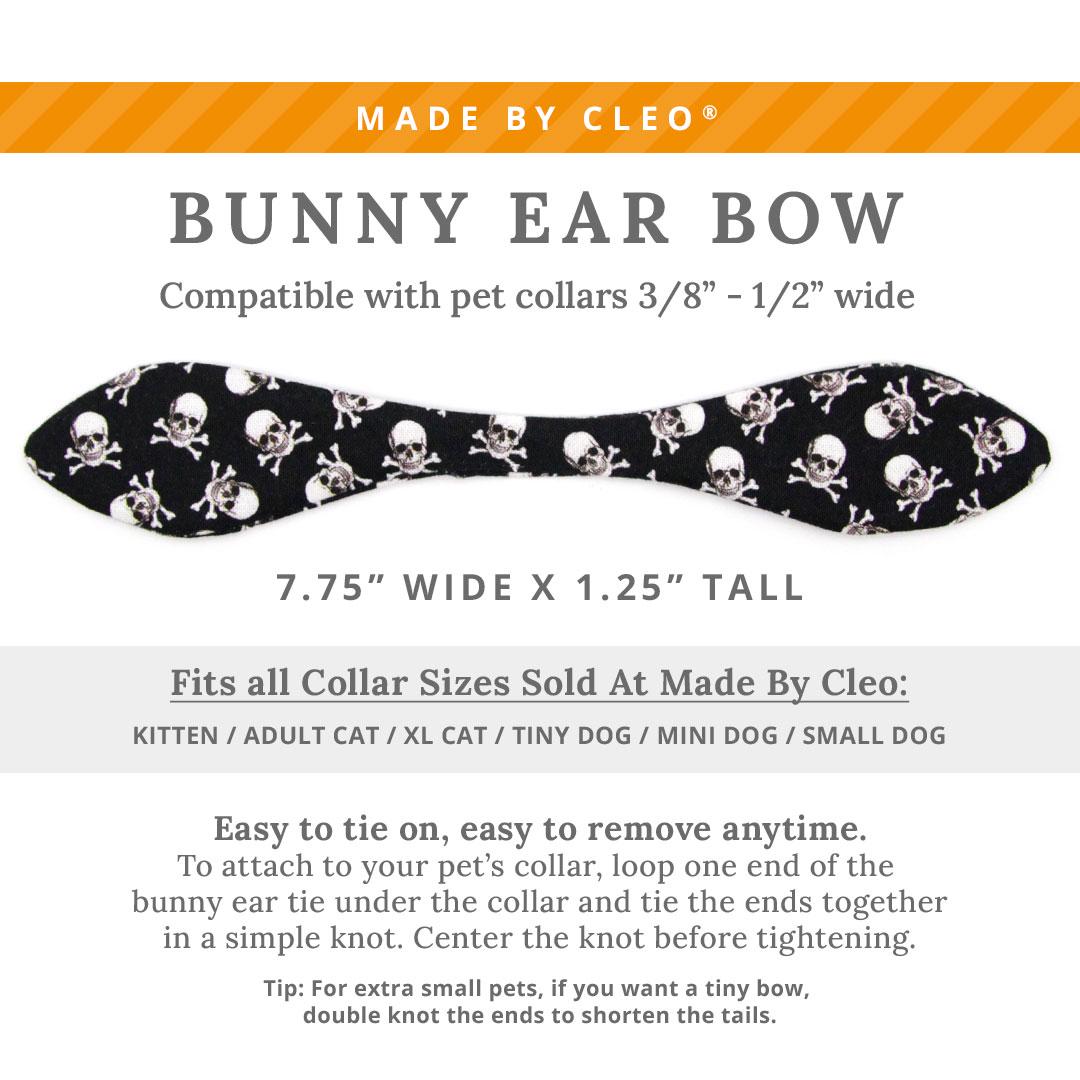 Cat Collar & Bunny Ear Bow Set - "Misfit" - Black Pirate Skull Cat Collar w/ Matching Bunny Bow Tie / Halloween, Biker, Cool / Cat, Kitten + Small Dog Sizes