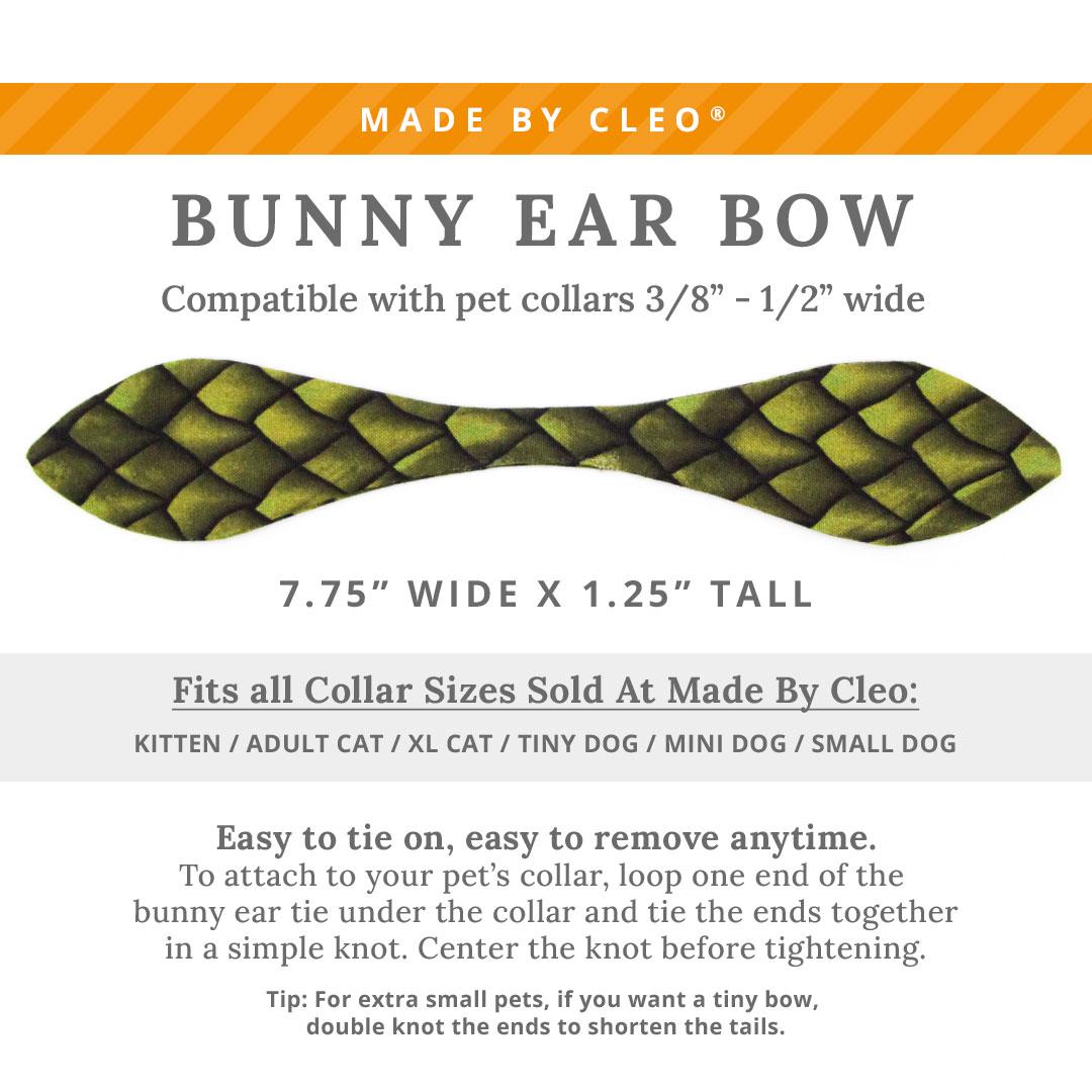 Cat Collar & Bunny Ear Bow Set - "Dragon Scales - Green" - Fantasy Dragon Cat Collar w/ Matching Bunny Bow Tie / Game of Thrones, Snake / Cat, Kitten + Small Dog Sizes