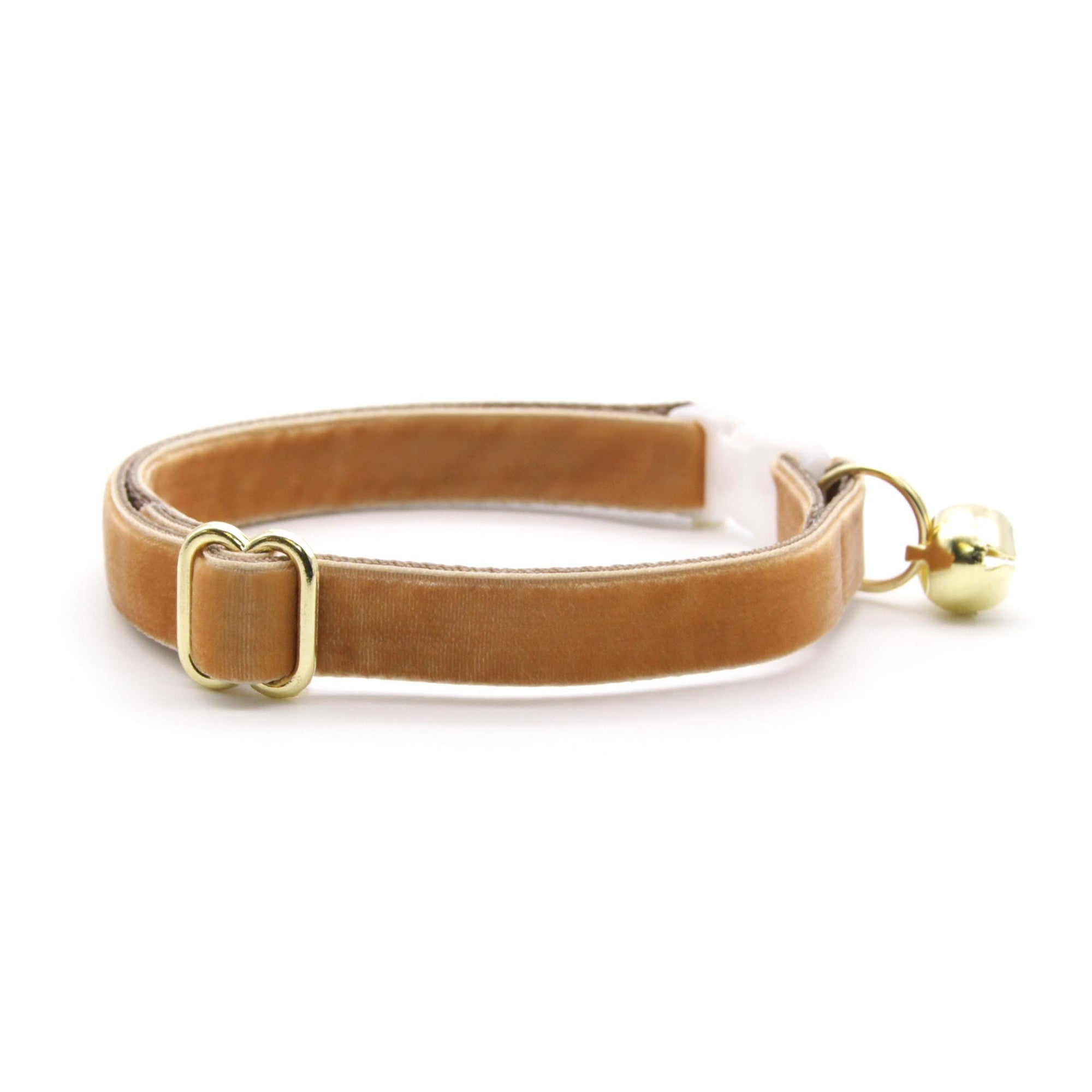 Cat Collar & Bunny Ear Bow Set - "Velvet - Caramel" - Light Toffee Brown / Gold Velvet Cat Collar w/ Matching Bunny Bow Tie / Wedding + Birthday / Cat, Kitten + Small Dog Sizes