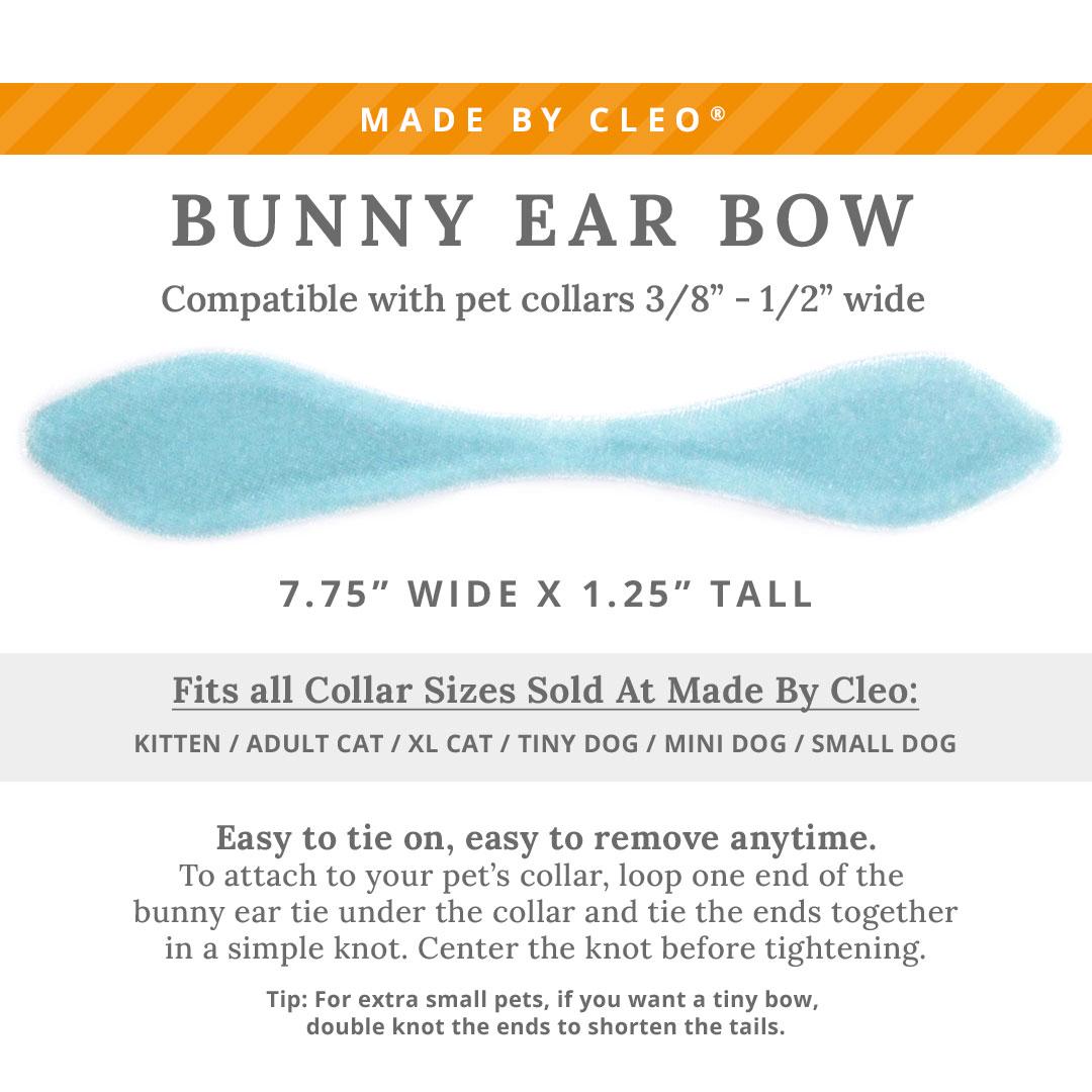 Cat Collar & Bunny Ear Bow Set - "Velvet - Frosty Blue" - Light Blue Velvet Cat Collar w/ Matching Bunny Bow Tie / Wedding + Birthday / Cat, Kitten + Small Dog Sizes