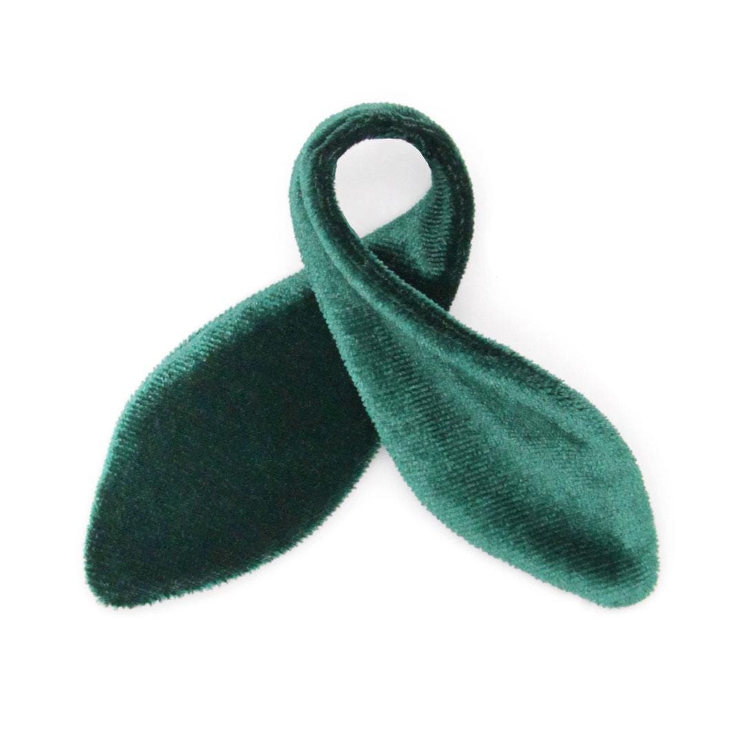 Cat Collar & Bunny Ear Bow Set - "Velvet - Hunter Green" - Dark Green Velvet Cat Collar w/ Matching Bunny Bow Tie / Christmas, Holiday, Wedding + Birthday / Cat, Kitten + Small Dog Sizes