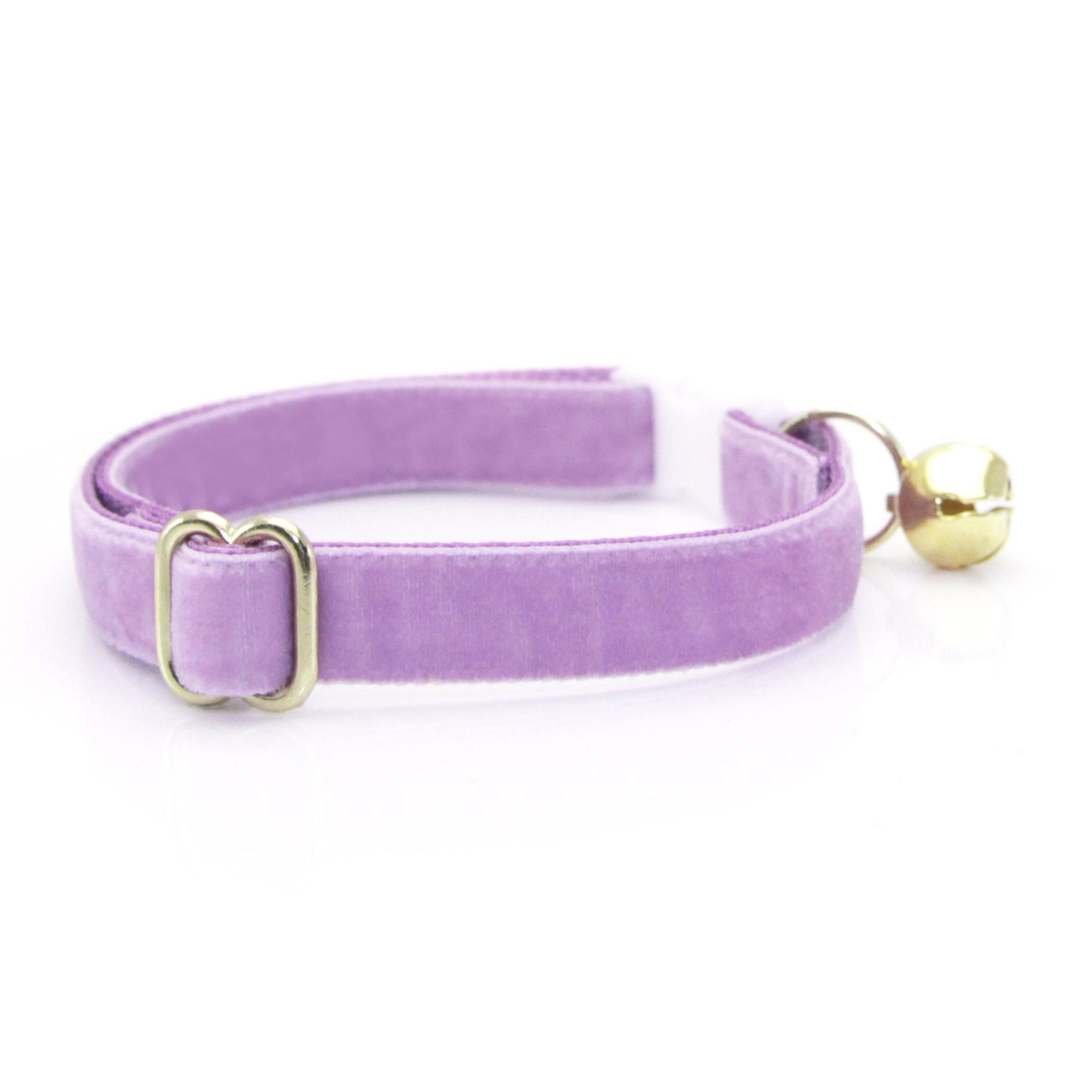 Cat Collar & Bunny Ear Bow Set - "Velvet - Lavender" - Lilac Light Purple Velvet Cat Collar w/ Matching Bunny Bow Tie / Wedding + Birthday / Cat, Kitten + Small Dog Sizes