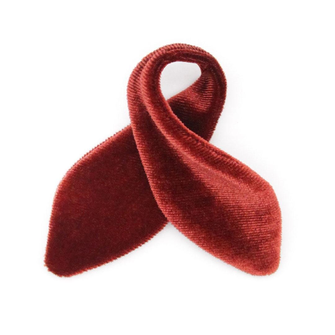 Cat Collar & Bunny Ear Bow Set - "Velvet - Mahogany" - Auburn Brown Velvet Cat Collar w/ Matching Bunny Bow Tie / Fall, Wedding + Birthday / Cat, Kitten + Small Dog Sizes