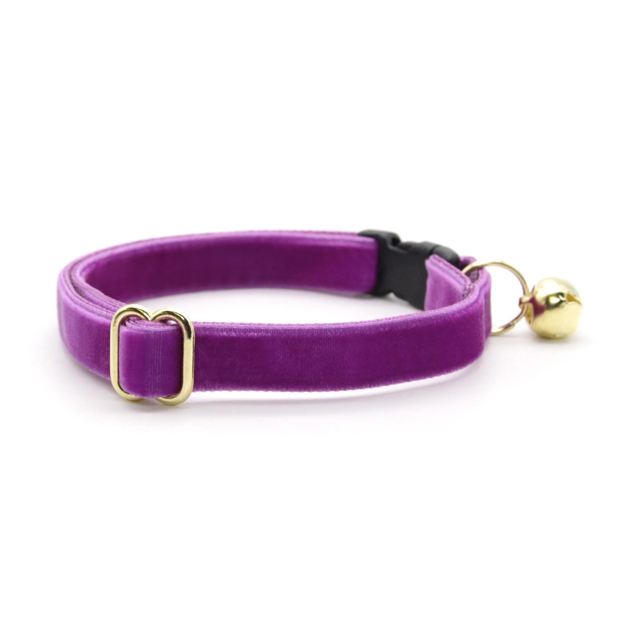 Cat Collar & Bunny Ear Bow Set - "Velvet - Orchid" -  Vibrant Purple Velvet Cat Collar w/ Matching Bunny Bow Tie / Wedding + Birthday / Cat, Kitten + Small Dog Sizes