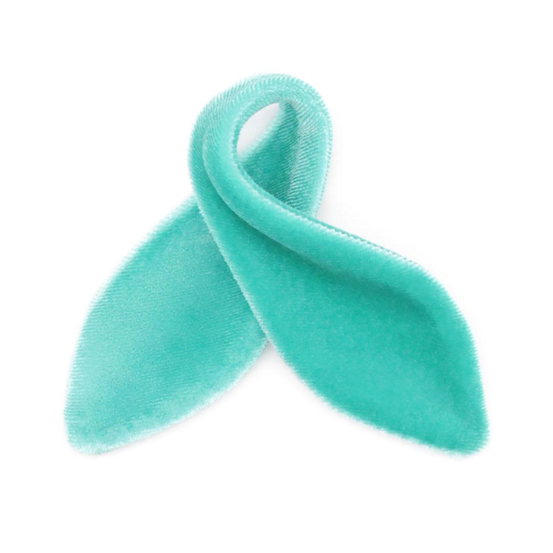 Cat Collar & Bunny Ear Bow Set - "Velvet - Seafoam" - Turquoise / Robin's Egg Mint Velvet Cat Collar w/ Matching Bunny Bow Tie / Wedding + Birthday / Cat, Kitten + Small Dog Sizes