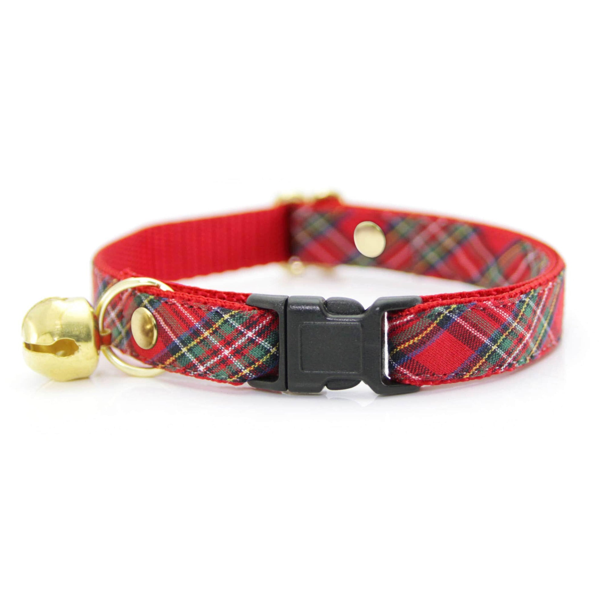Cat Collar & Bunny Ear Bow Set - "Hearthside" - Red Tartan Holiday Plaid Cat Collar w/ Matching Bunny Bow Tie / Christmas / Cat, Kitten + Small Dog Sizes