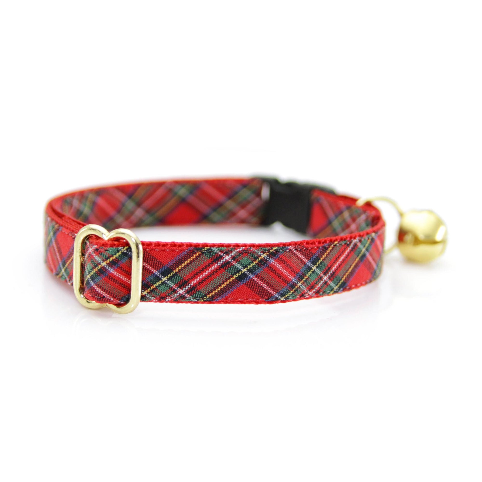 Cat Collar & Bunny Ear Bow Set - "Hearthside" - Red Tartan Holiday Plaid Cat Collar w/ Matching Bunny Bow Tie / Christmas / Cat, Kitten + Small Dog Sizes