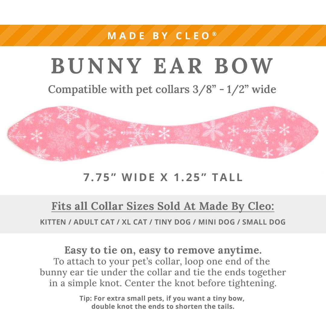 BACKORDER 12/16 - Cat Collar & Bunny Ear Bow Set - "Snowflakes - Sugar Pink" - Snow Pink Winter Cat Collar w/ Matching Bunny Bow Tie / Christmas Holiday / Cat, Kitten + Small Dog Sizes