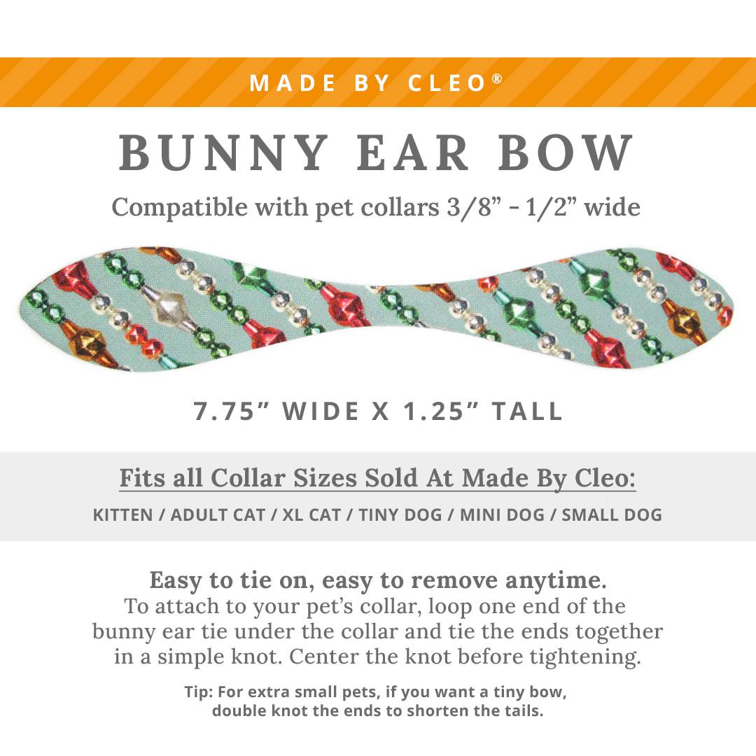 Cat Collar & Bunny Ear Bow Set - "Glittering Garland" - Jeweled Mint Vintage String Beads Cat Collar w/ Matching Bunny Bow Tie / Christmas, Holiday, Roaring 20s / Cat, Kitten + Small Dog Sizes