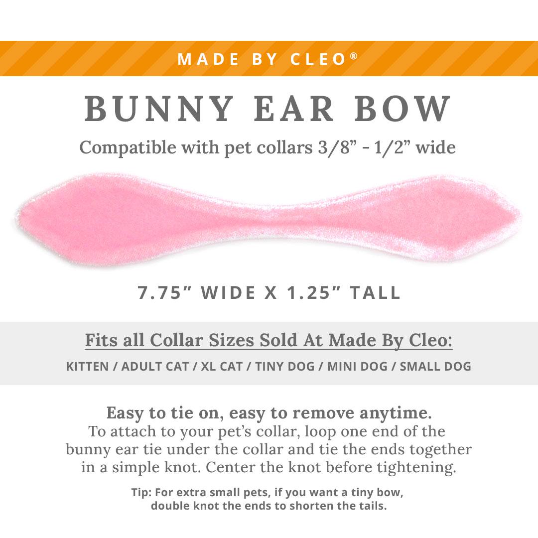 Cat Collar & Bunny Ear Bow Set - "Velvet - Ballet Pink" - Classic Pink Velvet Cat Collar w/ Matching Bunny Bow Tie / Wedding + Birthday / Cat, Kitten + Small Dog Sizes