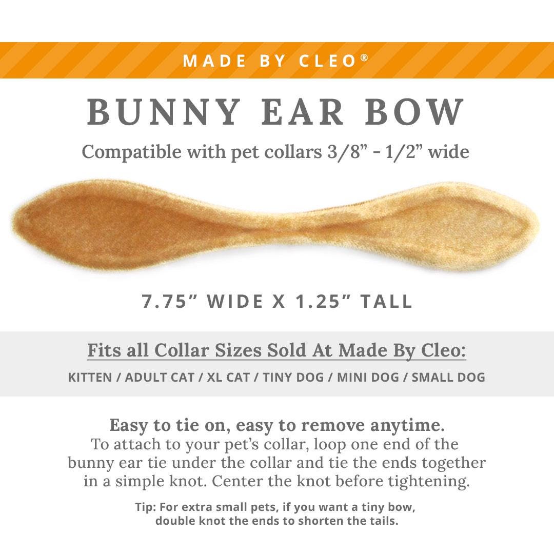 Cat Collar & Bunny Ear Bow Set - "Velvet - Caramel" - Light Toffee Brown / Gold Velvet Cat Collar w/ Matching Bunny Bow Tie / Wedding + Birthday / Cat, Kitten + Small Dog Sizes