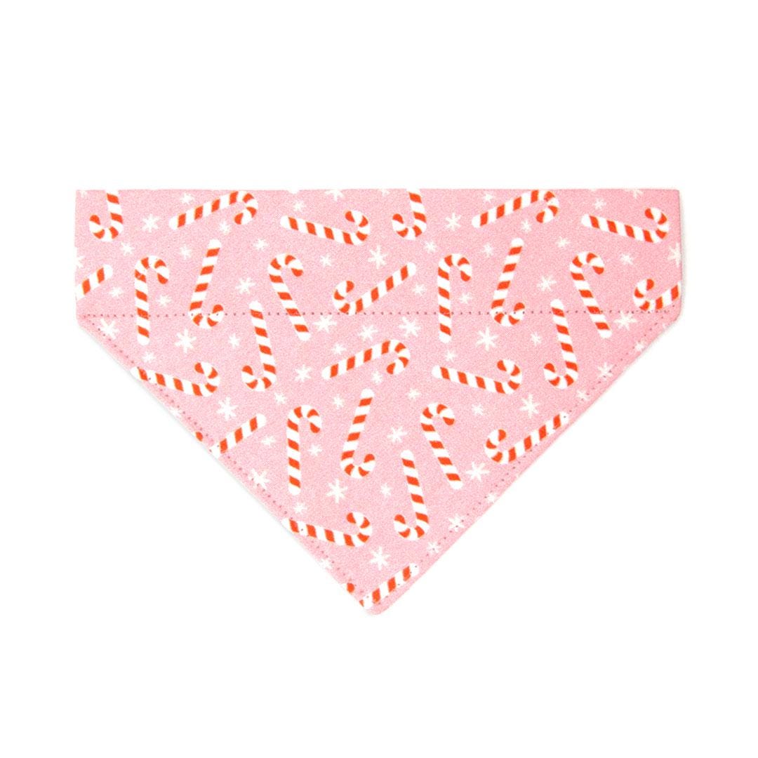 Holiday Cat Bandana - "Candy Christmas" - Pink Candy Cane Bandana for Cat + Small Dog / Christmas / Slide-On Over the Collar Bandana