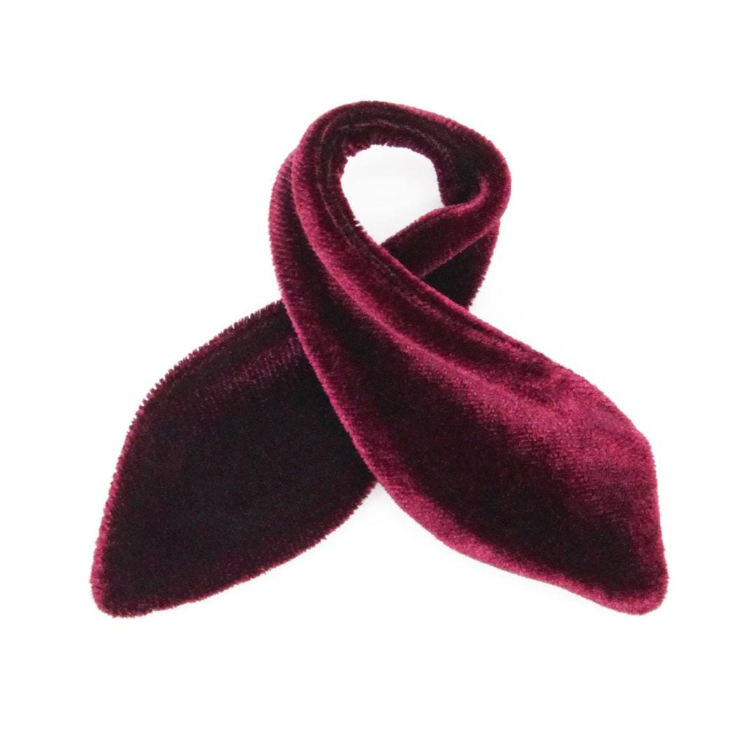 Cat Collar & Bunny Ear Bow Set - "Velvet - Merlot" - Burgundy Wine Velvet Cat Collar w/ Matching Bunny Bow Tie / Wedding + Birthday / Cat, Kitten + Small Dog Sizes