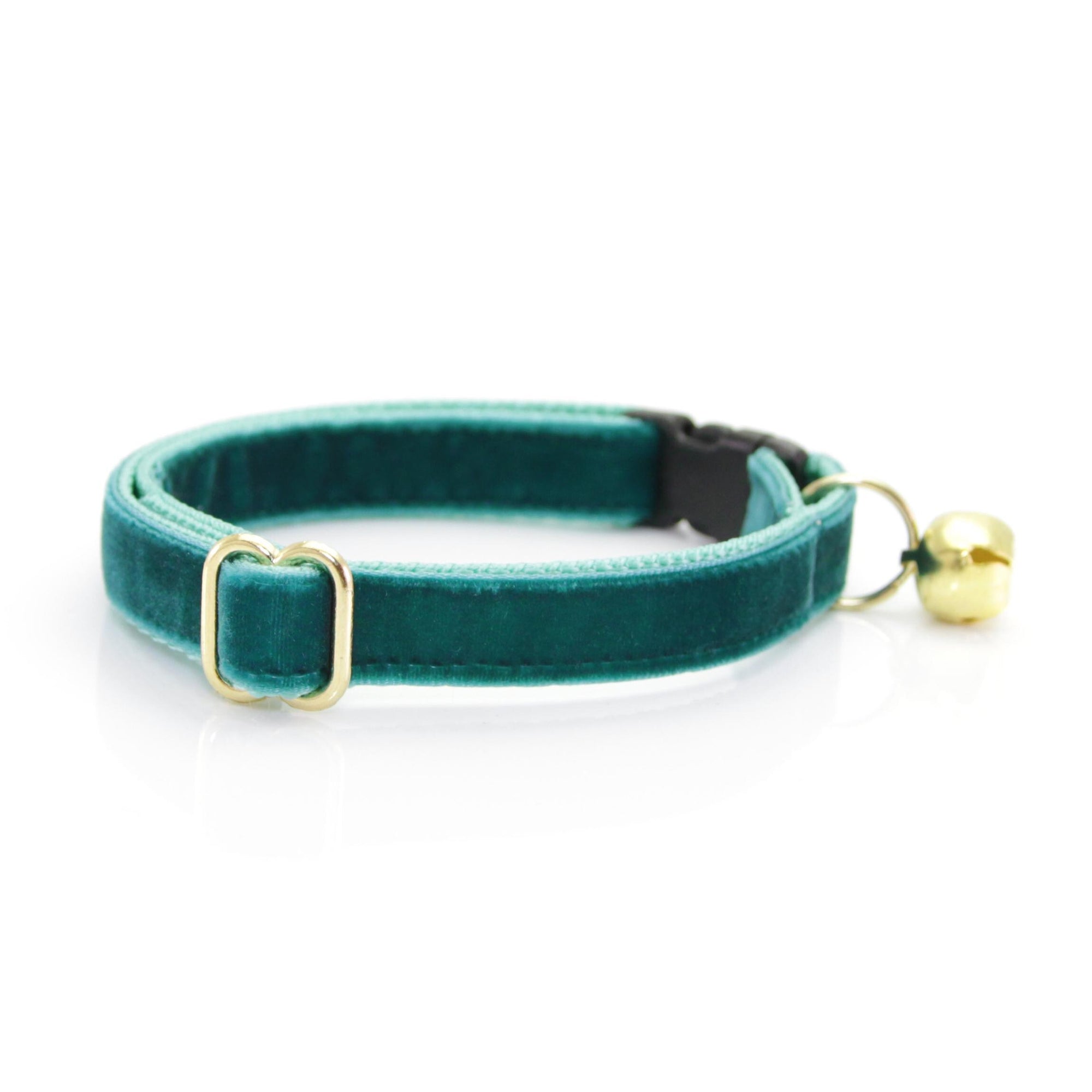Cat Collar & Bunny Ear Bow Set - "Velvet - Ocean Teal" -  Blue Green Teal Velvet Cat Collar w/ Matching Bunny Bow Tie / Wedding + Birthday / Cat, Kitten + Small Dog Sizes