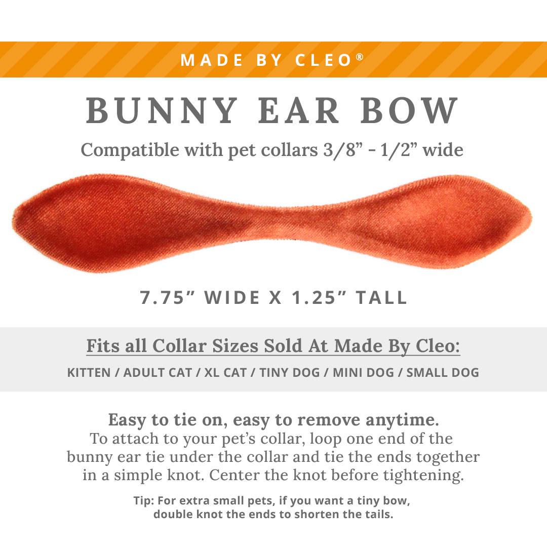 Cat Collar & Bunny Ear Bow Set - "Velvet - Roasted Pumpkin" - Copper Burnt Orange Velvet Cat Collar w/ Matching Bunny Bow Tie / Fall, Wedding + Birthday / Cat, Kitten + Small Dog Sizes