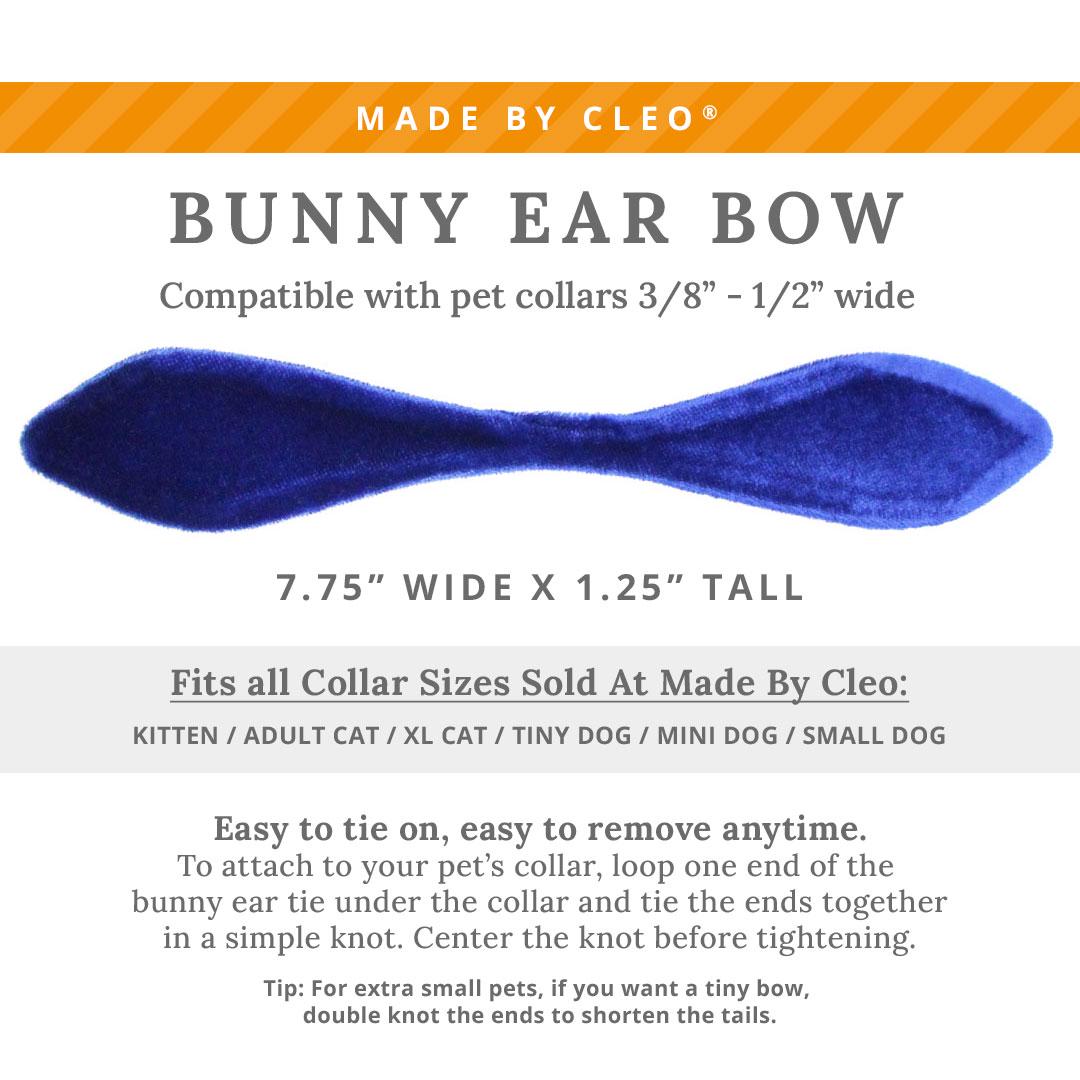 Cat Collar & Bunny Ear Bow Set - "Velvet - Sapphire Blue" - Luxe Cobalt Blue Velvet Cat Collar w/ Matching Bunny Bow Tie / Wedding + Birthday / Cat, Kitten + Small Dog Sizes