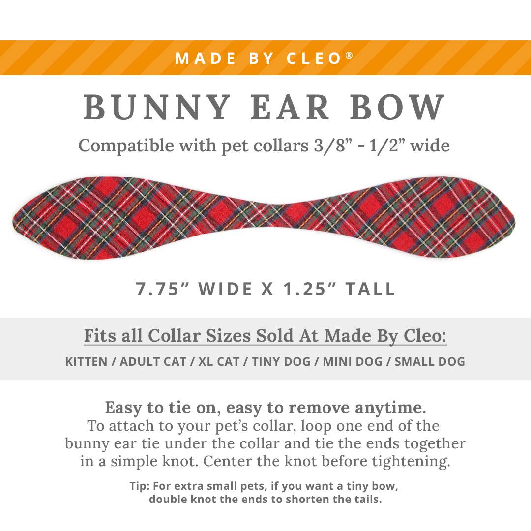 Cat Collar & Bunny Ear Bow Set - "Hearthside" - Red Tartan Holiday Plaid Cat Collar w/ Matching Bunny Bow Tie / Christmas / Cat, Kitten + Small Dog Sizes