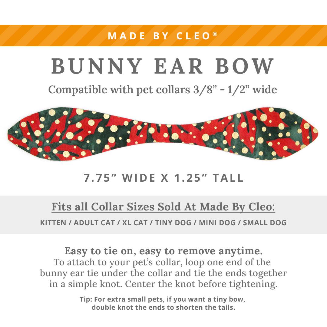 Cat Collar & Bunny Ear Bow Set - "Joy" - Gold Metallic Dots on Green & Red Holiday Cat Collar w/ Matching Bunny Bow Tie / Christmas / Cat, Kitten + Small Dog Sizes