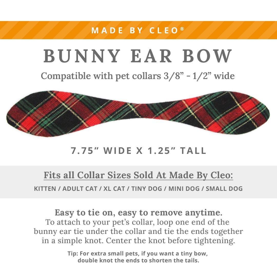 Cat Collar & Bunny Ear Bow Set - "Telluride" - Rustic Christmas Holiday Plaid Cat Collar w/ Matching Bunny Bow Tie / Cat, Kitten + Small Dog Sizes