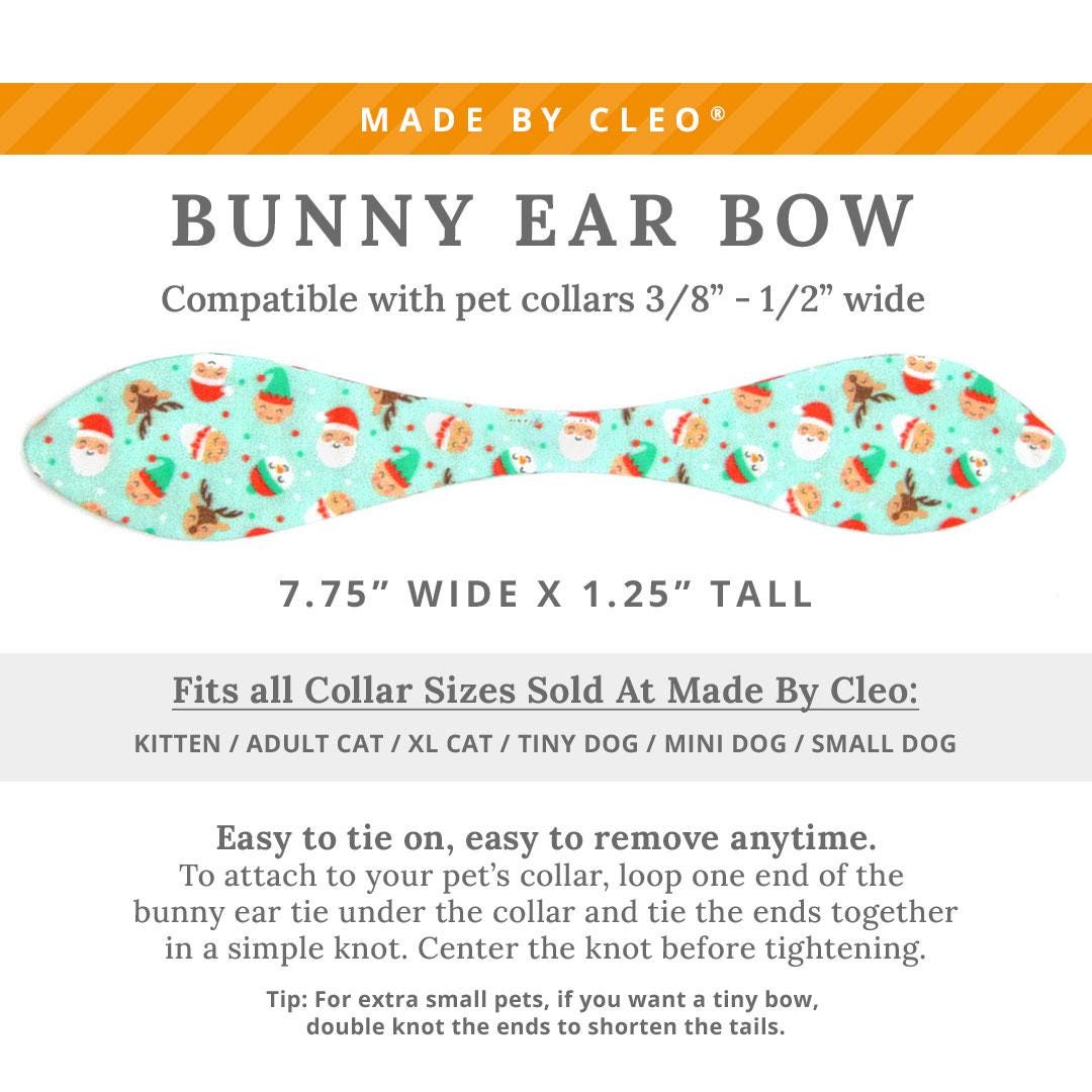 Cat Collar & Bunny Ear Bow Set - "Dear Santa" - Elf, Reindeer Santa Cat Collar w/ Matching Bunny Bow Tie / Christmas, Holiday / Cat, Kitten + Small Dog Sizes