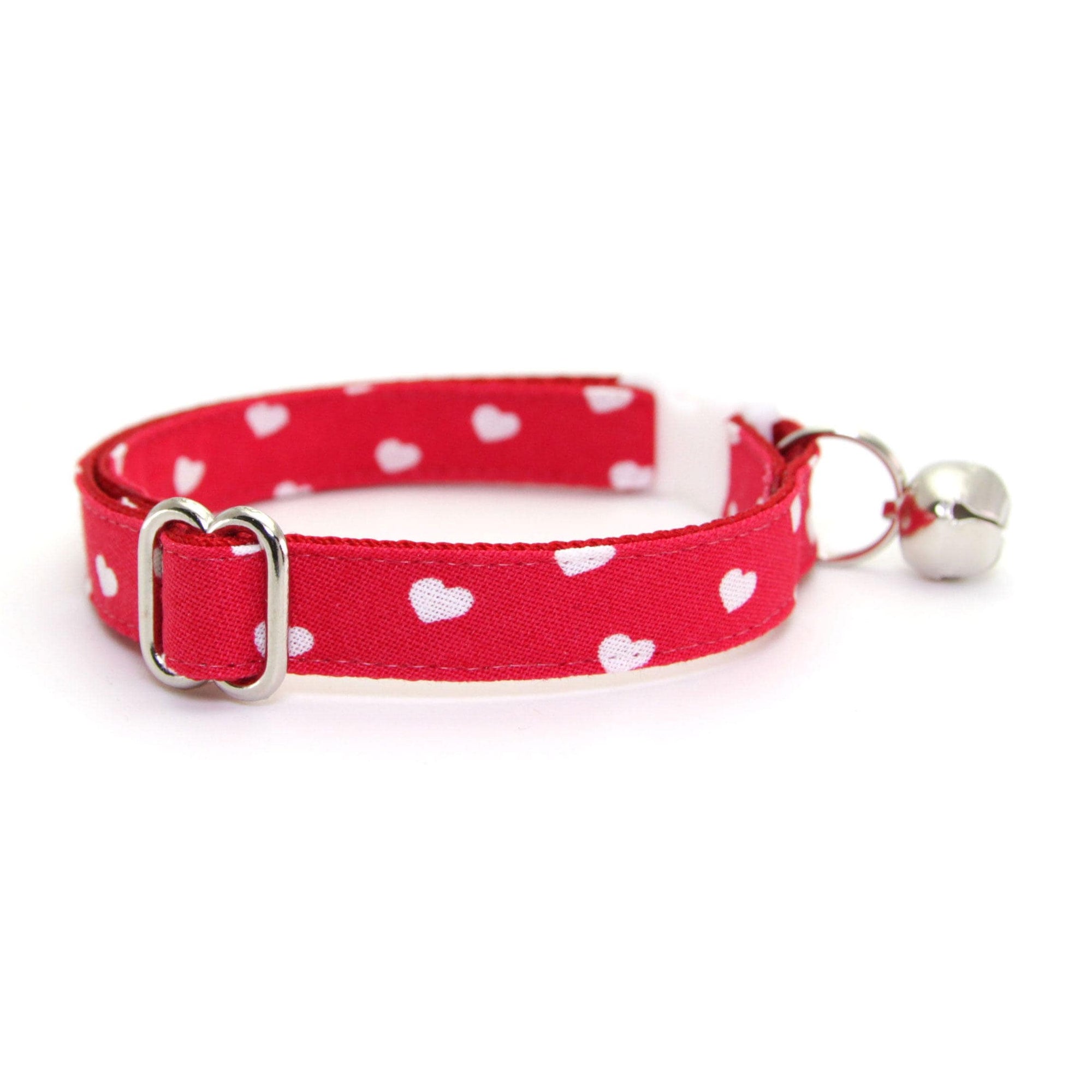 Cat Collar & Bunny Ear Bow Set - "Love Song" - Valentine's Day Red Heart Cat Collar w/ Matching Bunny Bow Tie / Tie-On Scarf / Cat, Kitten + Small Dog Sizes