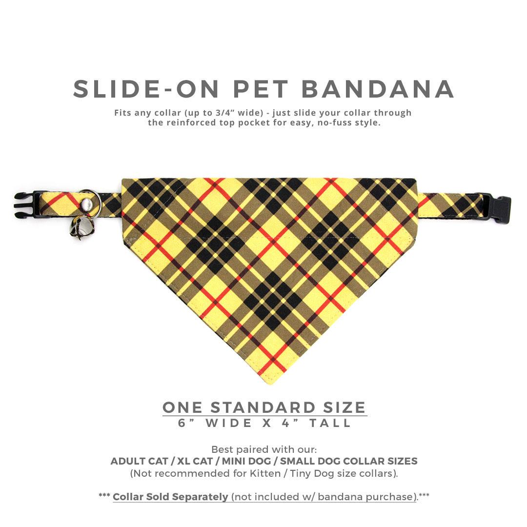 Cat Bandana - "Iconic" - Yellow Macleod Tartan Plaid Bandana for Cat + Small Dog / Slide-On Over the Collar Bandana