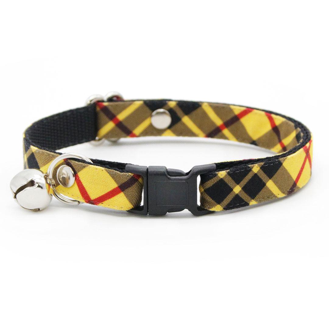 Bow Tie Cat Collar Set - "Iconic" - Yellow Macleod Tartan Plaid Cat Collar with Bow Tie / Cat, Kitten, Small Dog Sizes