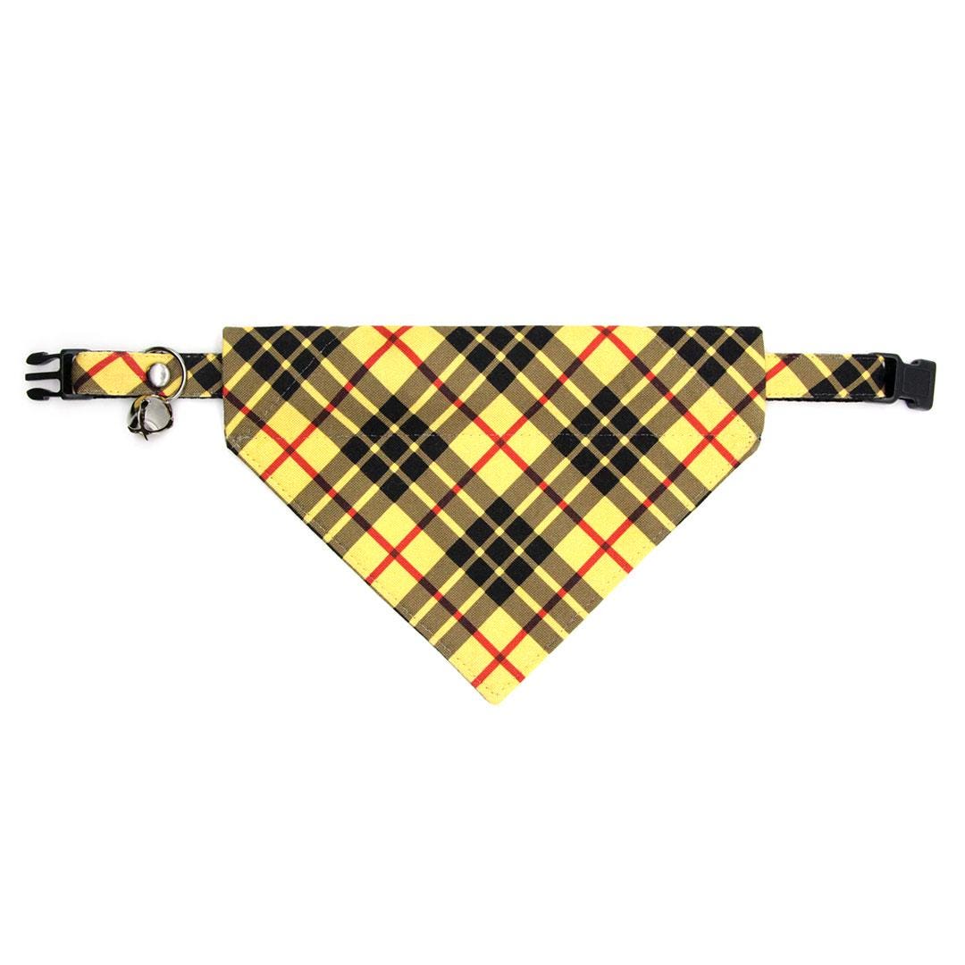 Cat Collar - "Iconic" - Yellow Macleod Tartan Plaid Cat Collar / Breakaway Buckle or Non-Breakaway / Cat, Kitten + Small Dog Sizes