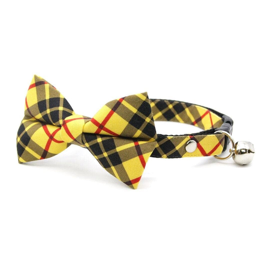 Bow Tie Cat Collar Set - "Iconic" - Yellow Macleod Tartan Plaid Cat Collar with Bow Tie / Cat, Kitten, Small Dog Sizes