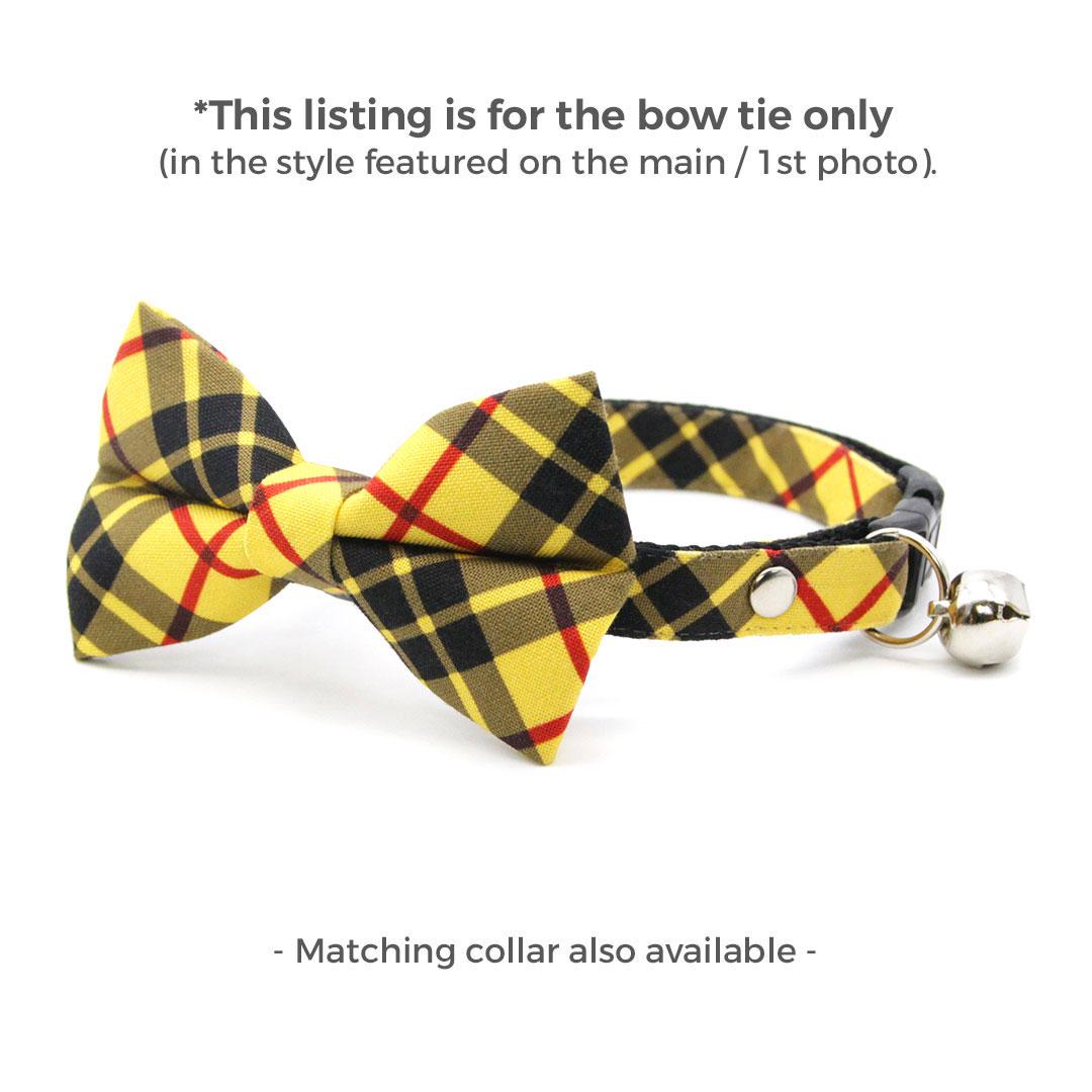 Cat Bow Tie - "Iconic" - Yellow Macleod Tartan Plaid Bow Tie for Cat / Cat + Small Dog Bowtie