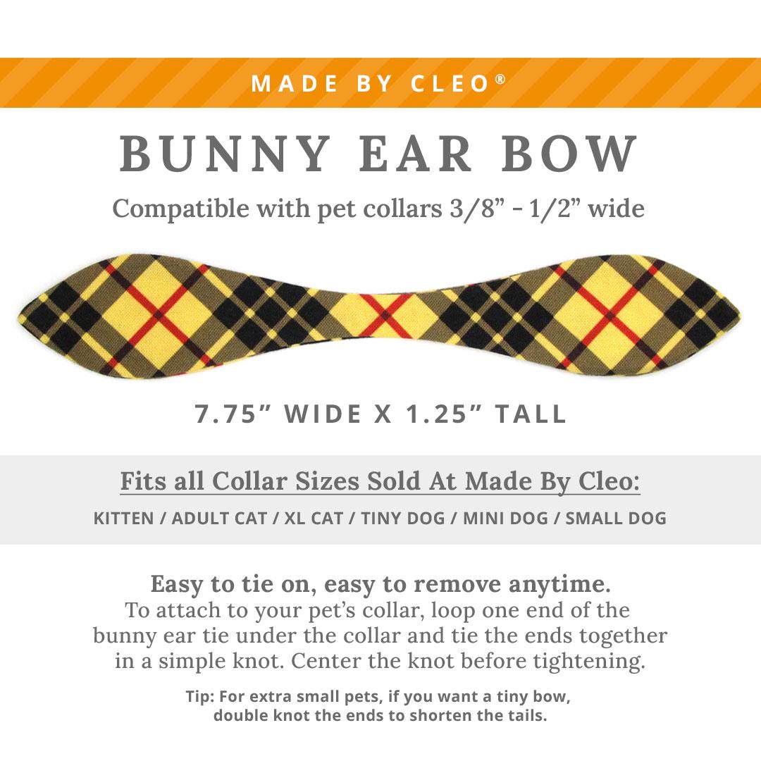 Cat Collar & Bunny Ear Bow Set - "Iconic" - Yellow Macleod Tartan Plaid Cat Collar w/ Matching Bunny Bow Tie / Tie-On Scarf / Cat, Kitten + Small Dog Sizes