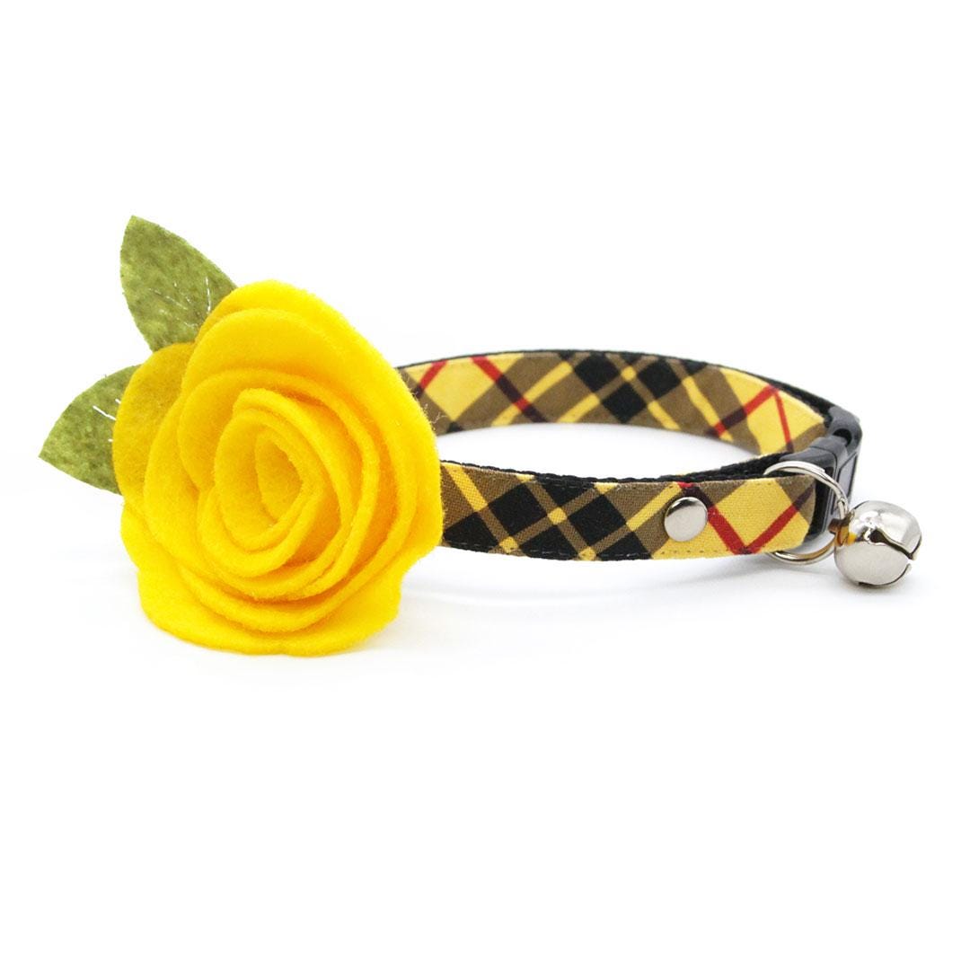 Cat Collar - "Iconic" - Yellow Macleod Tartan Plaid Cat Collar / Breakaway Buckle or Non-Breakaway / Cat, Kitten + Small Dog Sizes