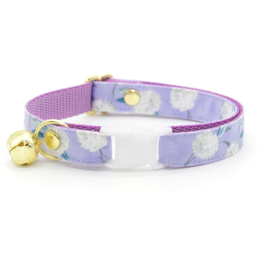 Cat Collar - "Periwinkle Peony" - Light Purple Floral Cat Collar / Spring, Easter, Lavender, Lilac / Breakaway Buckle or Non-Breakaway / Cat, Kitten + Small Dog Sizes