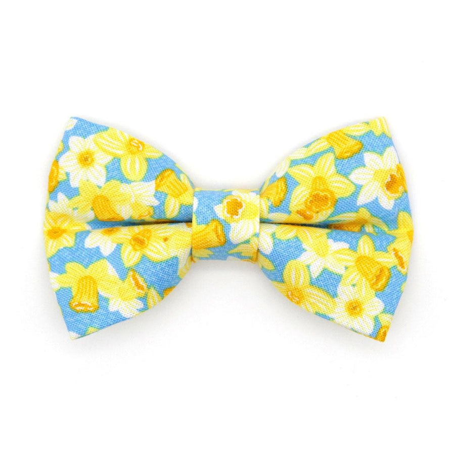 Cat Bow Tie - "Daffodils" - Spring Daffodil Yellow Bow Tie for Cat Collar / Easter Flowers / Cat, Kitten + Small Dog Bowtie