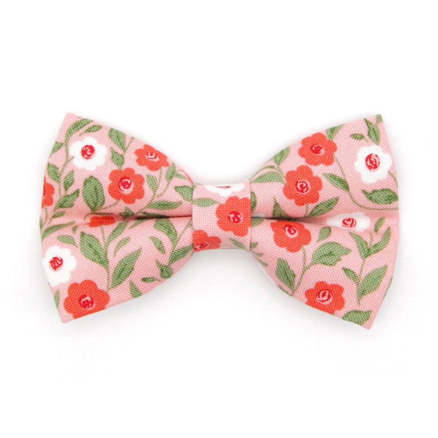 Cat Bow Tie - "Posies" - Floral Pink Bow Tie for Cat / Spring, Easter, Valentine's Day / Cat + Small Dog Bowtie