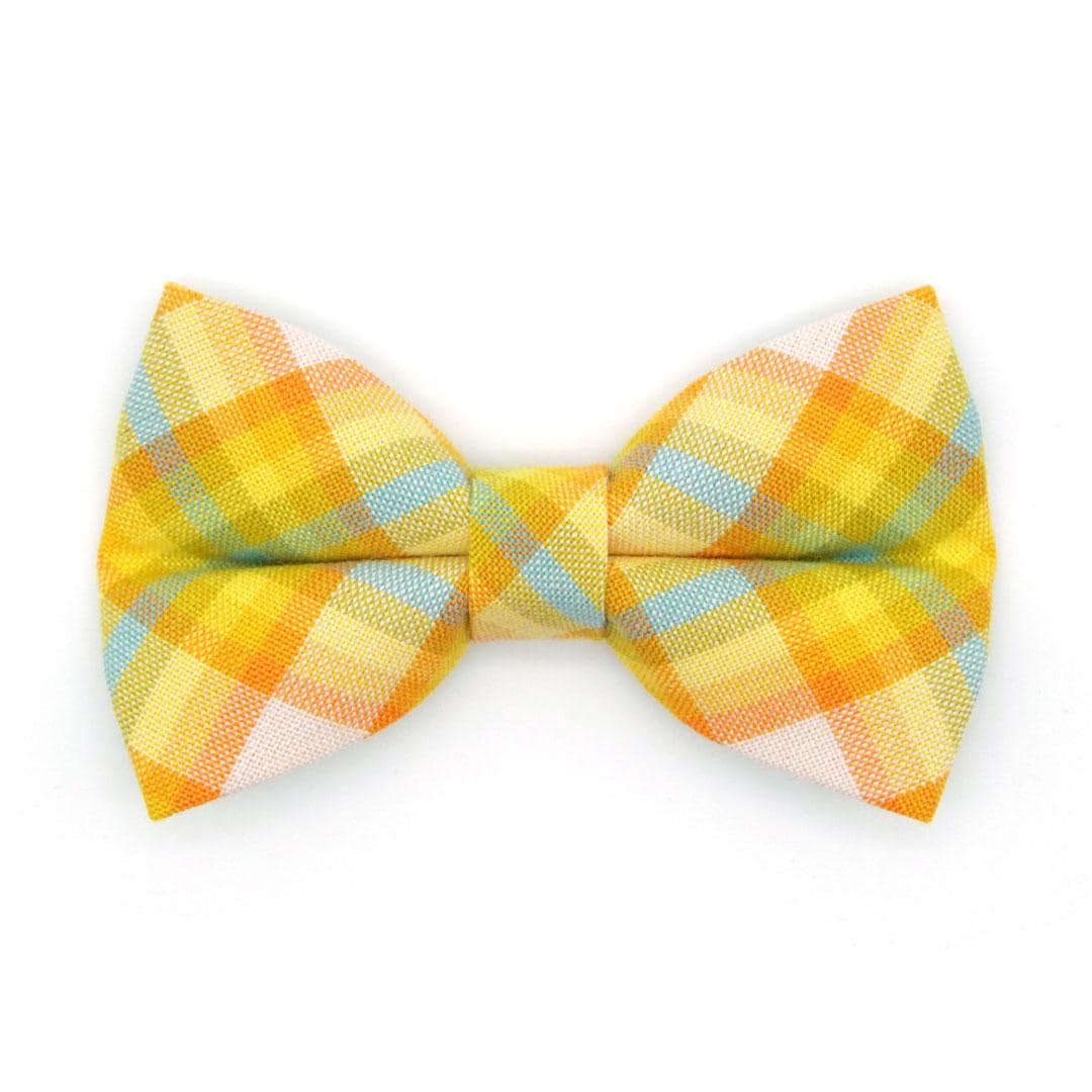 Cat Bow Tie - "Sunny Day" - Plaid Yellow Bow Tie for Cat / Spring, Summer, Easter / Cat + Small Dog Bowtie