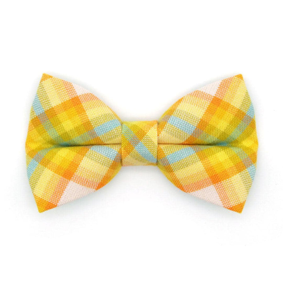 Cat Bow Tie - "Sunny Day" - Plaid Yellow Bow Tie for Cat / Spring, Summer, Easter / Cat + Small Dog Bowtie