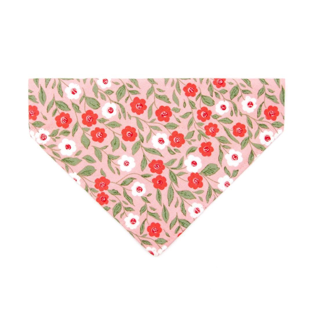 Cat Bandana - "Posies" - Red & Pink Floral Bandana for Cat + Small Dog / Spring, Easter, Valentine's Day, Wedding / Slide-On Over the Collar Bandana