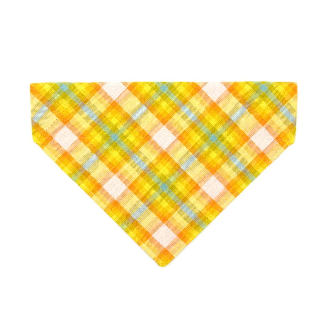 Cat Bandana - "Sunny Day" - Plaid Yellow Bandana for Cat + Small Dog / Spring, Easter, Summer / Slide-on Bandana / Over-the-Collar