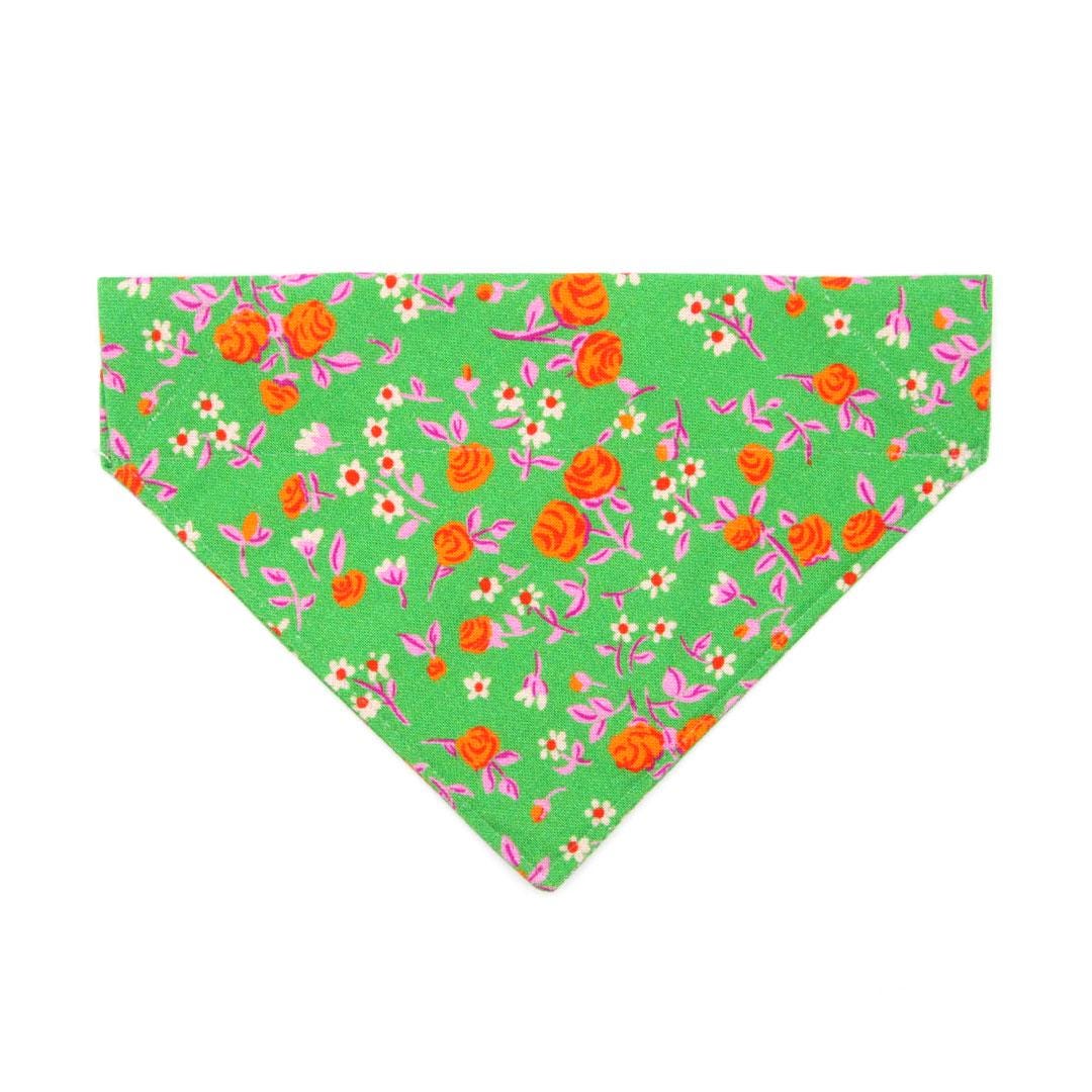 Cat Bandana - "Avonlea" - Garden Floral Green Bandana for Cat + Small Dog / St. Patrick's Day, Spring, Summer / Slide-On Over the Collar Bandana
