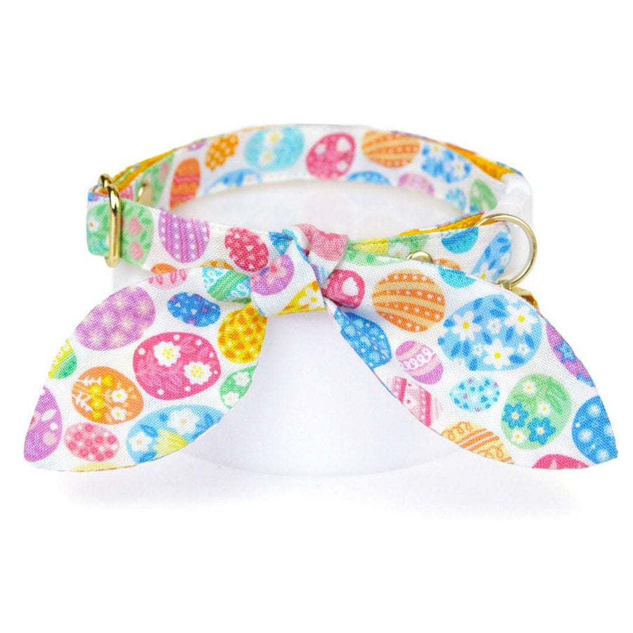 Cat Collar & Bunny Ear Bow Set - "Egg Hunt" -  Easter Egg Cat Collar w/ Matching Bunny Bow Tie / Tie-On Scarf / Cat, Kitten + Small Dog Sizes
