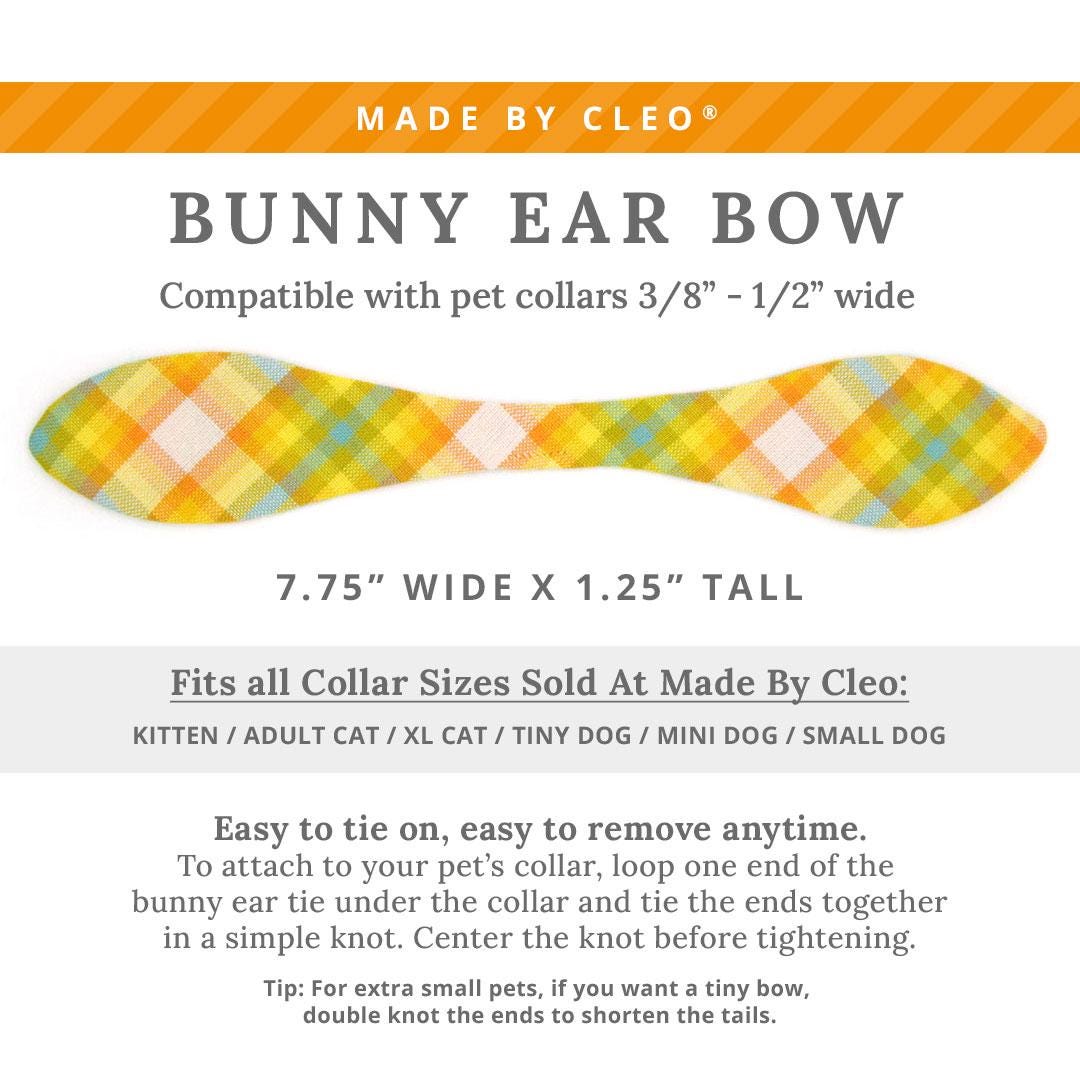 Cat Collar & Bunny Ear Bow Set - "Sunny Day" - Yellow Plaid Cat Collar with Bunny Bow Tie / Spring, Easter, Summer / Breakaway Girl Cat Collar