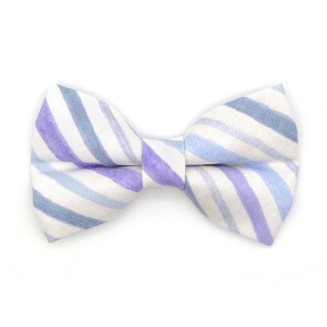 Bow Tie Cat Collar Set - "Indigo Sky" - Striped Cat Collar w/ Matching Bowtie / Spring, Easter, Derby, Nautical, Wedding / Cat + Small Dog